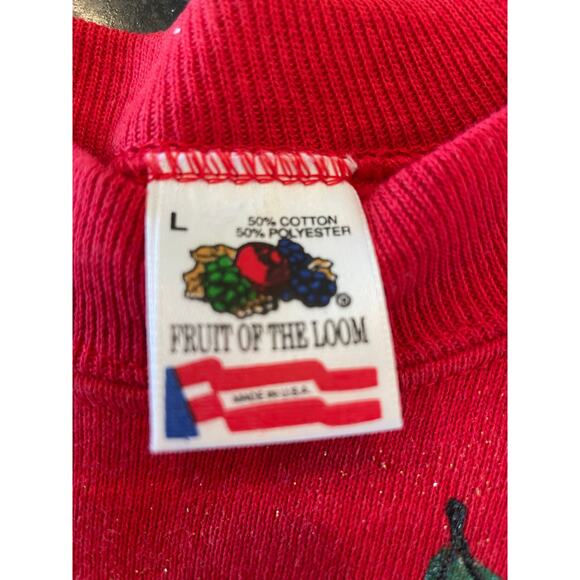 Vintage 1990's handpainted Santa Sweatshirt LG Christmas - Picture 4 of 9